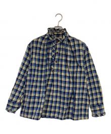 45R（フォーティファイブ・アール）の古着「インドネルのタックフリルブラウス」｜ブルー×ネイビー