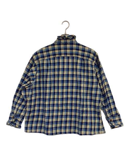 45R（フォーティファイブ・アール）45R (フォーティファイブ・アール) インドネルのタックフリルブラウス ブルー×ネイビー サイズ:-の古着・服飾アイテム