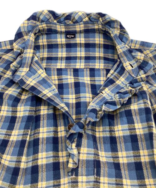 45R（フォーティファイブ・アール）45R (フォーティファイブ・アール) インドネルのタックフリルブラウス ブルー×ネイビー サイズ:-の古着・服飾アイテム