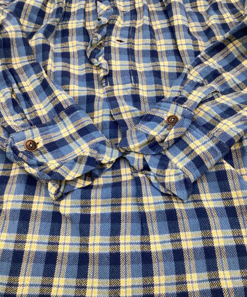 45R（フォーティファイブ・アール）45R (フォーティファイブ・アール) インドネルのタックフリルブラウス ブルー×ネイビー サイズ:-の古着・服飾アイテム