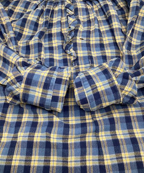 45R（フォーティファイブ・アール）45R (フォーティファイブ・アール) インドネルのタックフリルブラウス ブルー×ネイビー サイズ:-の古着・服飾アイテム