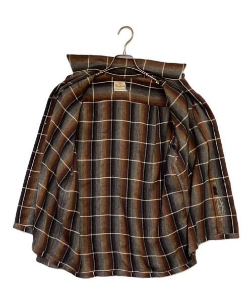 kentfield（ケントフィールド）kentfield (ケントフィールド) オープンカラーシャツ ブラウン×ブラック サイズ:Mの古着・服飾アイテム