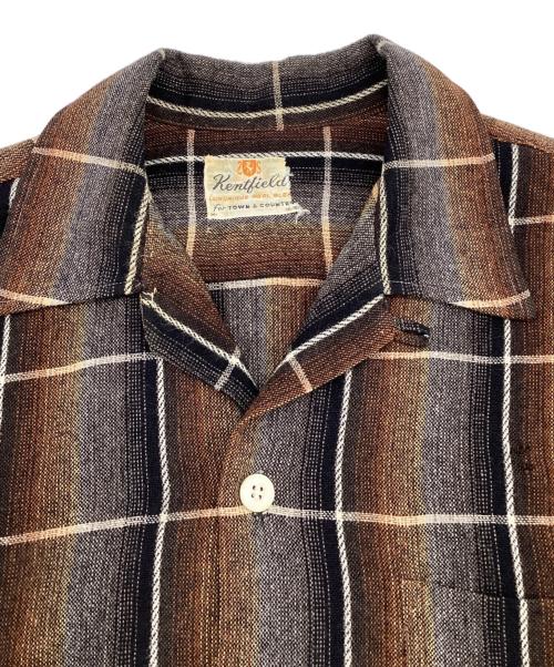 kentfield（ケントフィールド）kentfield (ケントフィールド) オープンカラーシャツ ブラウン×ブラック サイズ:Mの古着・服飾アイテム