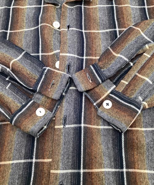 kentfield（ケントフィールド）kentfield (ケントフィールド) オープンカラーシャツ ブラウン×ブラック サイズ:Mの古着・服飾アイテム