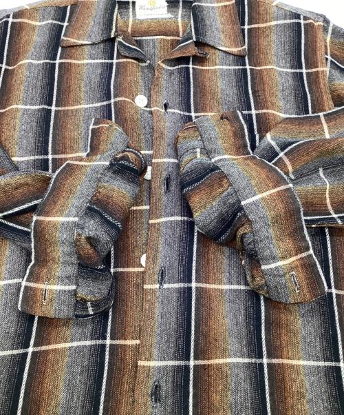 kentfield（ケントフィールド）kentfield (ケントフィールド) オープンカラーシャツ ブラウン×ブラック サイズ:Mの古着・服飾アイテム