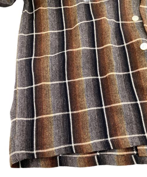 kentfield（ケントフィールド）kentfield (ケントフィールド) オープンカラーシャツ ブラウン×ブラック サイズ:Mの古着・服飾アイテム