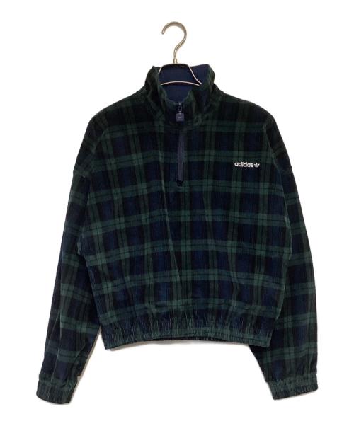adidas（アディダス）adidas (アディダス) コーデュロイタータンハーフジップトップ グリーン サイズ:J XLの古着・服飾アイテム