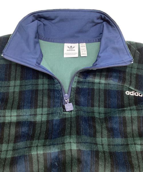 adidas（アディダス）adidas (アディダス) コーデュロイタータンハーフジップトップ グリーン サイズ:J XLの古着・服飾アイテム