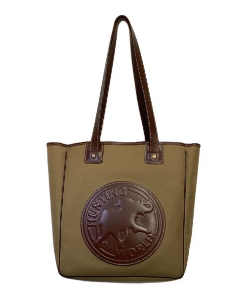 HUNTING WORLD（ハンティングワールド）HUNTING WORLD (ハンティングワールド) SAFARI デカロゴ トート バッグ オリーブ×カーキの古着・服飾アイテム
