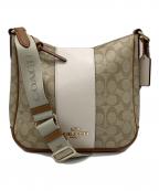 COACHコーチ）の古着「エリー ファイル バッグ シグネチャー キャンバス ストライプ」｜アイボリー