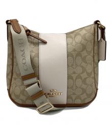 COACH（コーチ）の古着「エリー ファイル バッグ シグネチャー キャンバス ストライプ」｜アイボリー
