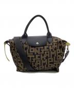 LONGCHAMPロンシャン）の古着「Le Pliage Nylon neo Shoulder Bag（ル プリアージュ ナイロン ネオ ショルダーバッグ）」｜ブラック×カーキ