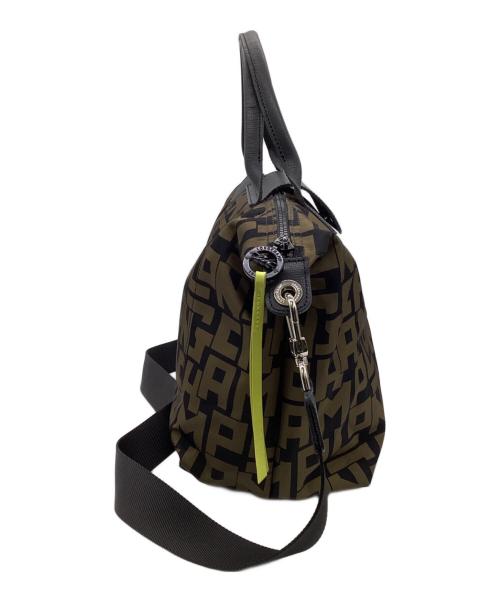 LONGCHAMP（ロンシャン）LONGCHAMP (ロンシャン) Le Pliage Nylon neo Shoulder Bag（ル プリアージュ ナイロン ネオ ショルダーバッグ） ブラック×カーキの古着・服飾アイテム