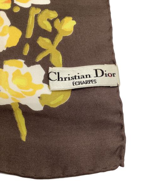 Christian Dior ECHARPES（クリスチャンディオール）Christian Dior ECHARPES (クリスチャンディオール) シルクスカーフ ブラウン×ベージュの古着・服飾アイテム