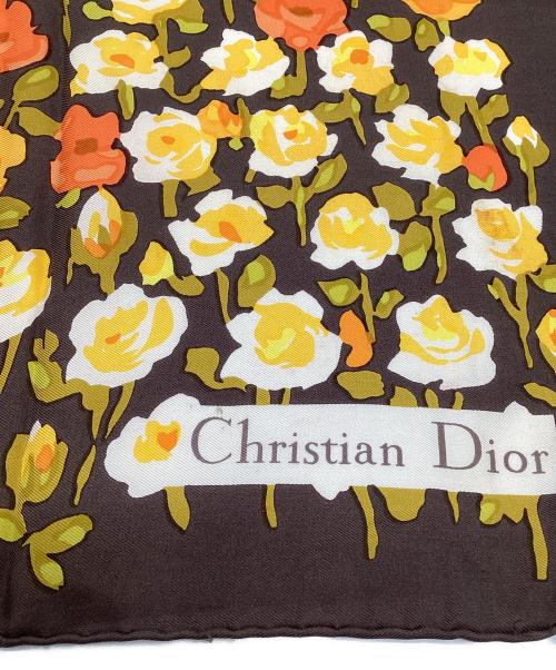 Christian Dior ECHARPES（クリスチャンディオール）Christian Dior ECHARPES (クリスチャンディオール) シルクスカーフ ブラウン×ベージュの古着・服飾アイテム