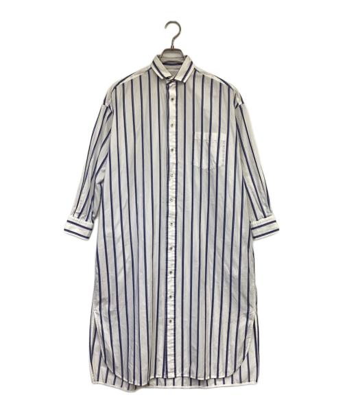 ticca（ティッカ）ticca (ティッカ) ストライプ スクエアビッグ ロングシャツ ワンピース ブルー サイズ:Freeの古着・服飾アイテム