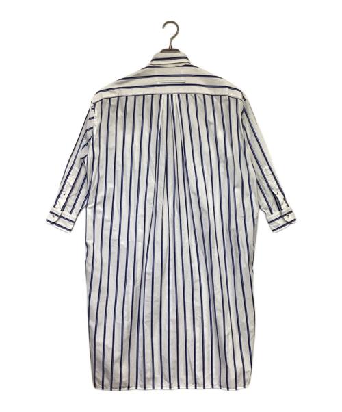 ticca（ティッカ）ticca (ティッカ) ストライプ スクエアビッグ ロングシャツ ワンピース ブルー サイズ:Freeの古着・服飾アイテム