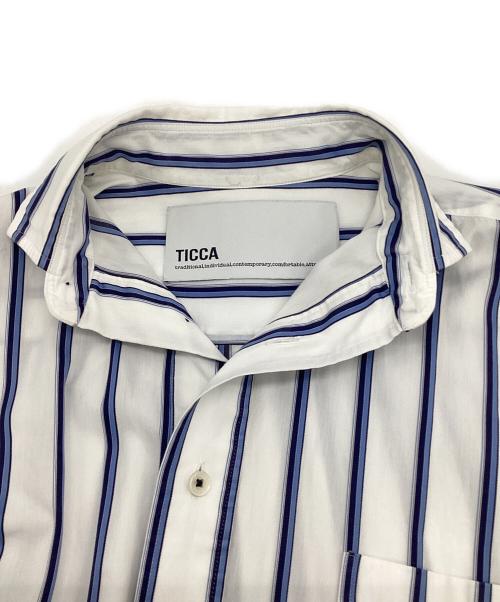 ticca（ティッカ）ticca (ティッカ) ストライプ スクエアビッグ ロングシャツ ワンピース ブルー サイズ:Freeの古着・服飾アイテム