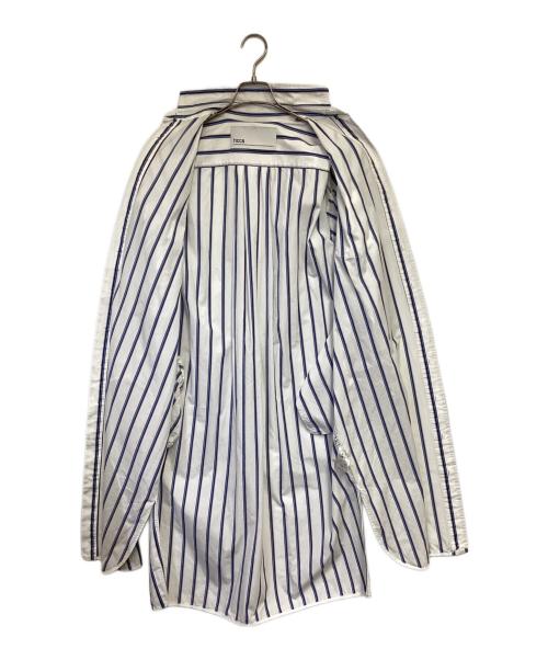 ticca（ティッカ）ticca (ティッカ) ストライプ スクエアビッグ ロングシャツ ワンピース ブルー サイズ:Freeの古着・服飾アイテム
