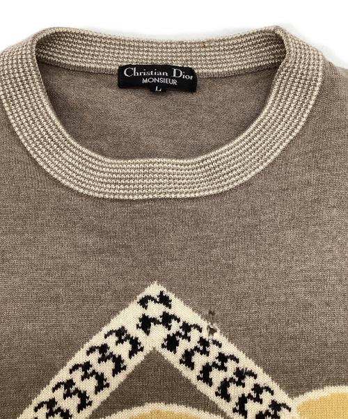 Christian Dior MONSIEUR（クリスチャンディオールムッシュ）Christian Dior MONSIEUR (クリスチャンディオールムッシュ) ウールニット ブラウン サイズ:Lの古着・服飾アイテム