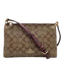 COACH（コーチ）の古着「シグネチャー ショルダーバッグ」｜ベージュ×レッド