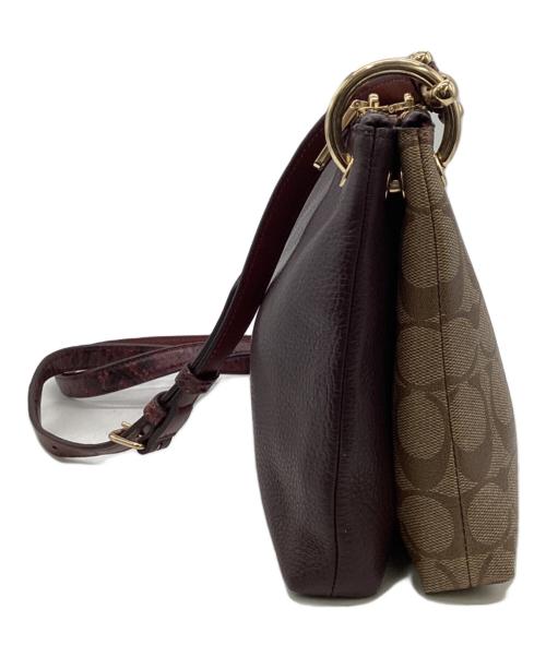 COACH（コーチ）COACH (コーチ) シグネチャー ショルダーバッグ ベージュ×レッドの古着・服飾アイテム