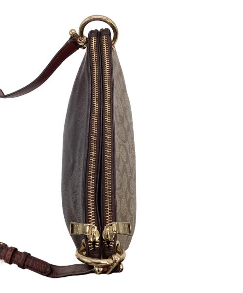 COACH（コーチ）COACH (コーチ) シグネチャー ショルダーバッグ ベージュ×レッドの古着・服飾アイテム