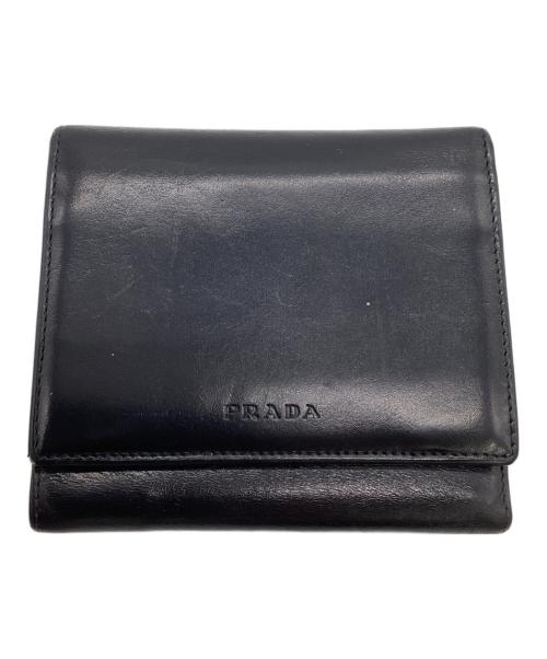 PRADA（プラダ）PRADA (プラダ) 3つ折り財布 ブラックの古着・服飾アイテム