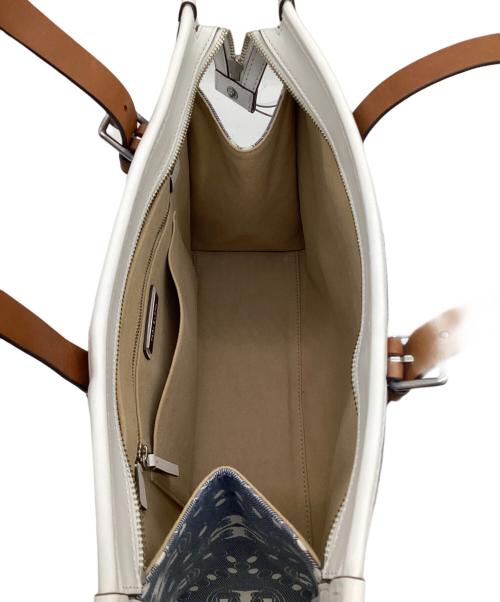 TORY BURCH（トリーバーチ）TORY BURCH (トリーバーチ) Tモノグラム ジャガード スモールトートバッグ インディゴ×ホワイトの古着・服飾アイテム