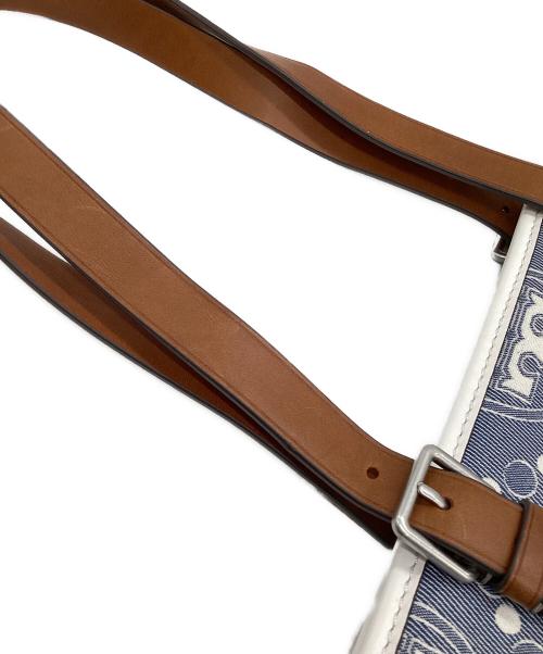 TORY BURCH（トリーバーチ）TORY BURCH (トリーバーチ) Tモノグラム ジャガード スモールトートバッグ インディゴ×ホワイトの古着・服飾アイテム