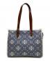 TORY BURCH（トリーバーチ）の古着「Tモノグラム ジャガード スモールトートバッグ」｜インディゴ×ホワイト