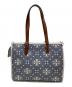 TORY BURCH (トリーバーチ) Tモノグラム ジャガード スモールトートバッグ インディゴ×ホワイト：16000円