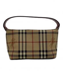 BURBERRY（バーバリー）の古着「ハンドバッグ」｜ベージュ×レッド