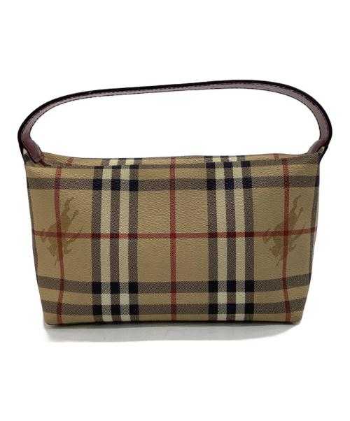 BURBERRY（バーバリー）BURBERRY (バーバリー) ハンドバッグ ベージュ×レッドの古着・服飾アイテム
