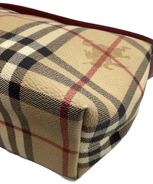 BURBERRY（バーバリー）BURBERRY (バーバリー) ハンドバッグ ベージュ×レッドの古着・服飾アイテム