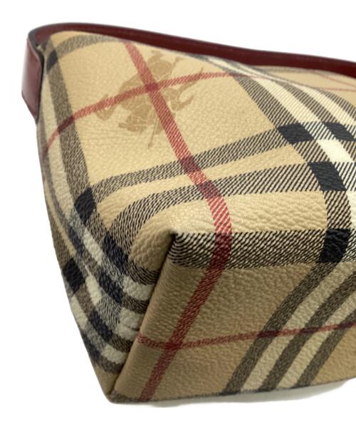 BURBERRY（バーバリー）BURBERRY (バーバリー) ハンドバッグ ベージュ×レッドの古着・服飾アイテム