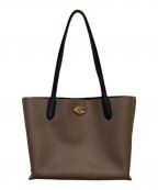 COACHコーチ）の古着「ウィロウ トート カラーブロック ウィズ シグネチャー キャンバス インテリア」｜ブラウン