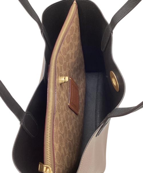 COACH（コーチ）COACH (コーチ) ウィロウ トート カラーブロック ウィズ シグネチャー キャンバス インテリア ブラウンの古着・服飾アイテム