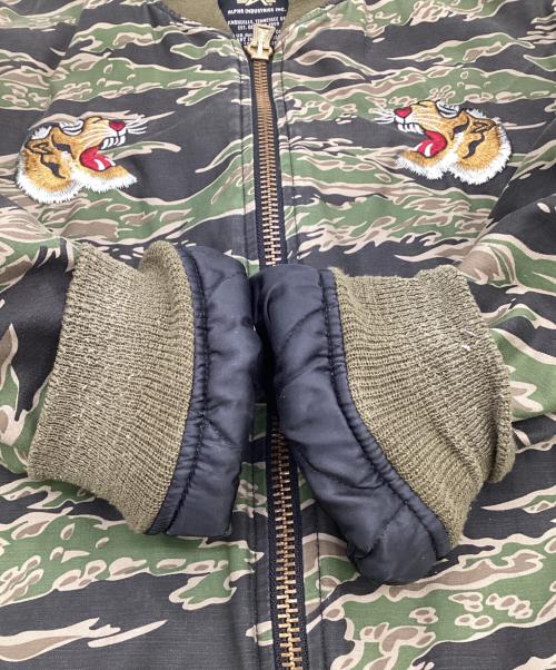 ALPHA（アルファ）ALPHA (アルファ) タイガーカモ フライトジャケット グリーン×ブラック サイズ:XLの古着・服飾アイテム