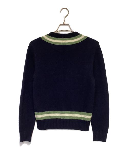 BURBERRY（バーバリー）BURBERRY (バーバリー) カシミヤ混 チルデンニットセーター ネイビー×グリーン サイズ:Mの古着・服飾アイテム