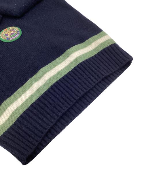 BURBERRY（バーバリー）BURBERRY (バーバリー) カシミヤ混 チルデンニットセーター ネイビー×グリーン サイズ:Mの古着・服飾アイテム