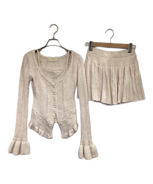 ANDMARY（アンドマリー）ANDMARY (アンドマリー) Heart crochet set up（ハート クロシェ セットアップ） アイボリー サイズ:Fの古着・服飾アイテム