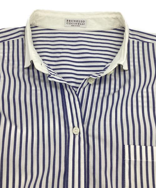 BRUNELLO CUCINELLI（ブルネロクチネリ）BRUNELLO CUCINELLI (ブルネロクチネリ) ストライプシャツ ブルー サイズ:XLの古着・服飾アイテム