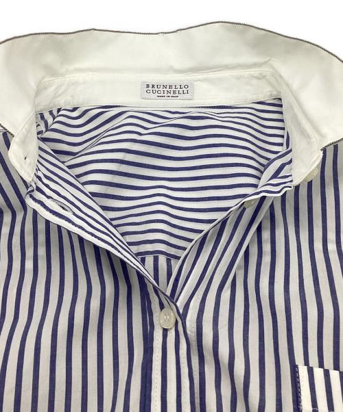 BRUNELLO CUCINELLI（ブルネロクチネリ）BRUNELLO CUCINELLI (ブルネロクチネリ) ストライプシャツ ブルー サイズ:XLの古着・服飾アイテム