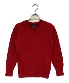 POLO RALPH LAUREN（ポロ・ラルフローレン）の古着「コットン ケーブル ニット」｜レッド