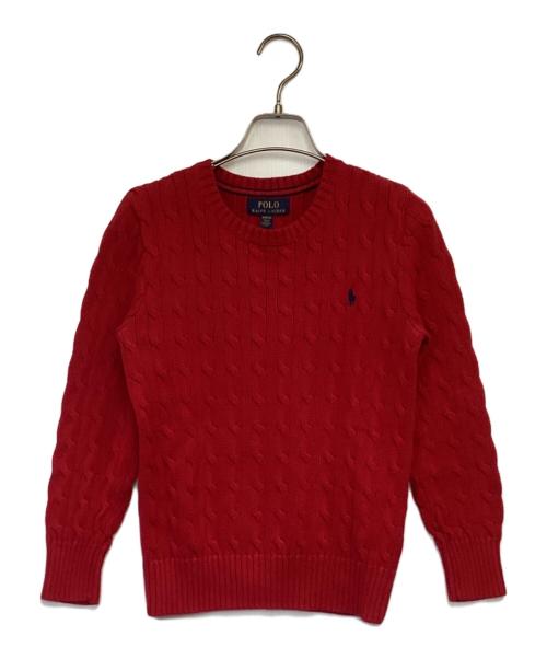 POLO RALPH LAUREN（ポロ・ラルフローレン）POLO RALPH LAUREN (ポロ・ラルフローレン) コットン ケーブル ニット レッド サイズ:M(10-12)の古着・服飾アイテム