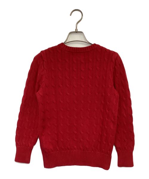 POLO RALPH LAUREN（ポロ・ラルフローレン）POLO RALPH LAUREN (ポロ・ラルフローレン) コットン ケーブル ニット レッド サイズ:M(10-12)の古着・服飾アイテム