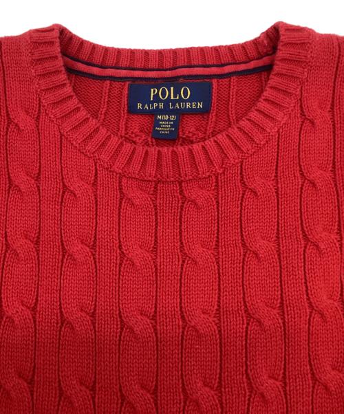 POLO RALPH LAUREN（ポロ・ラルフローレン）POLO RALPH LAUREN (ポロ・ラルフローレン) コットン ケーブル ニット レッド サイズ:M(10-12)の古着・服飾アイテム