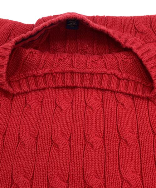 POLO RALPH LAUREN（ポロ・ラルフローレン）POLO RALPH LAUREN (ポロ・ラルフローレン) コットン ケーブル ニット レッド サイズ:M(10-12)の古着・服飾アイテム