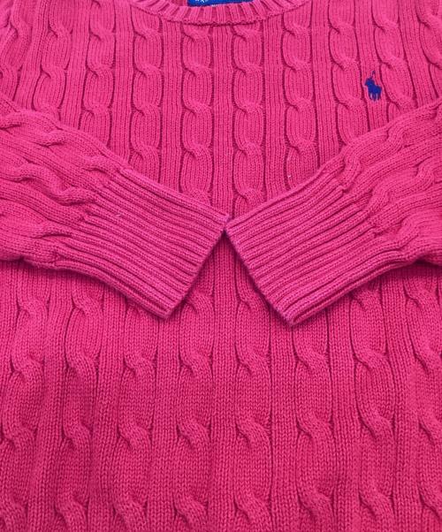 POLO RALPH LAUREN（ポロ・ラルフローレン）POLO RALPH LAUREN (ポロ・ラルフローレン) コットン ケーブル ニット レッド サイズ:M(10-12)の古着・服飾アイテム